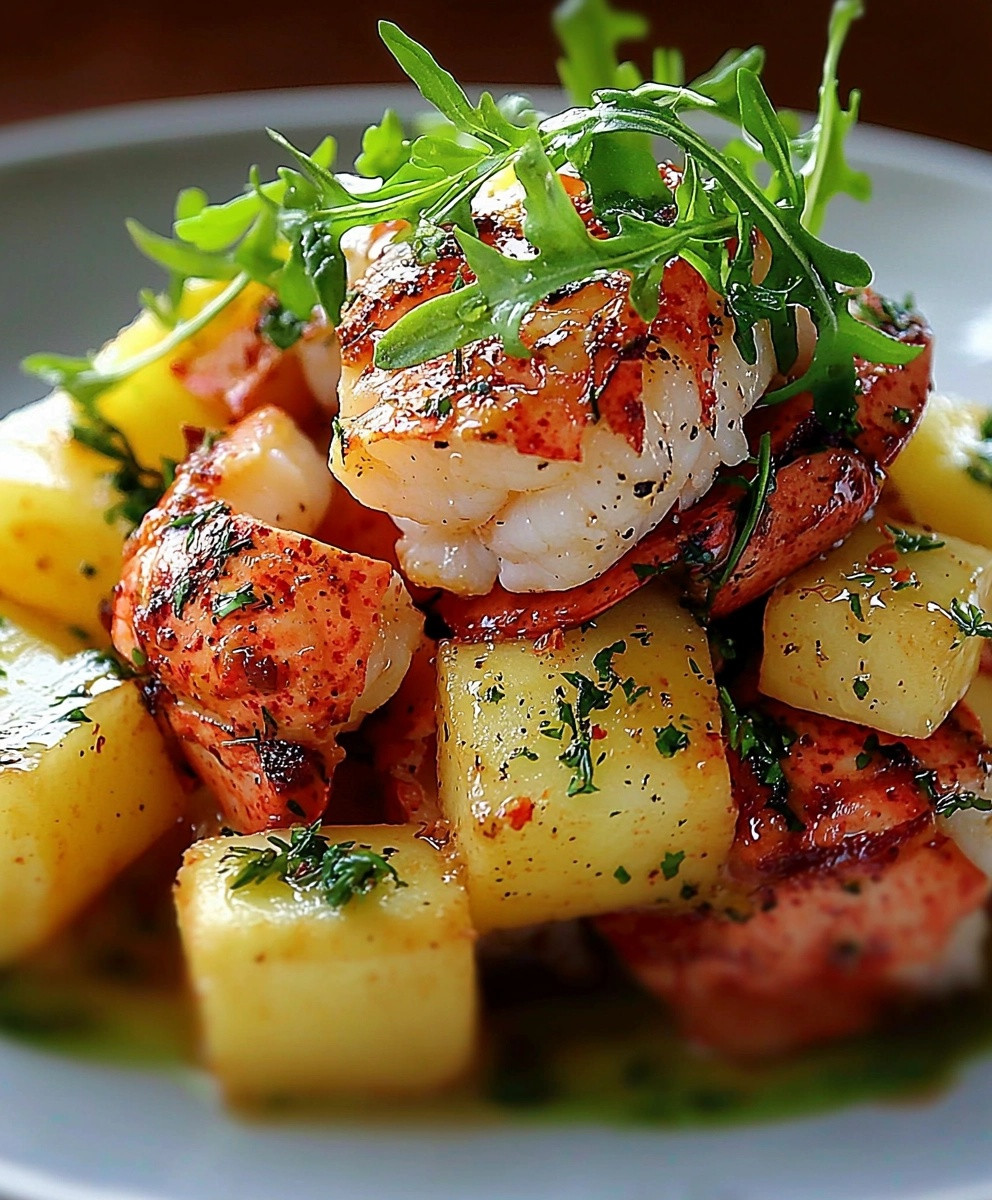 Salade homard pommes tièdes