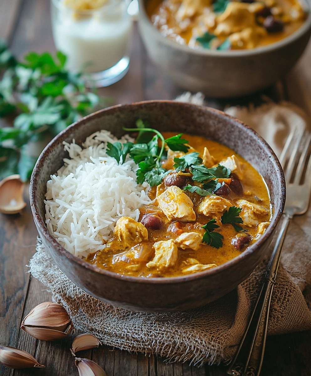 Poulet au curry et lait de coco