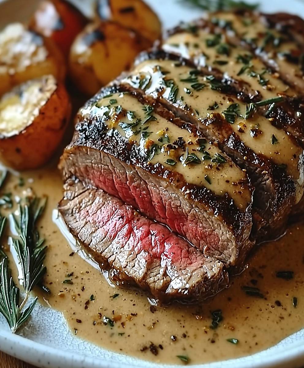 Rosbif au poivre sauce crémeuse
