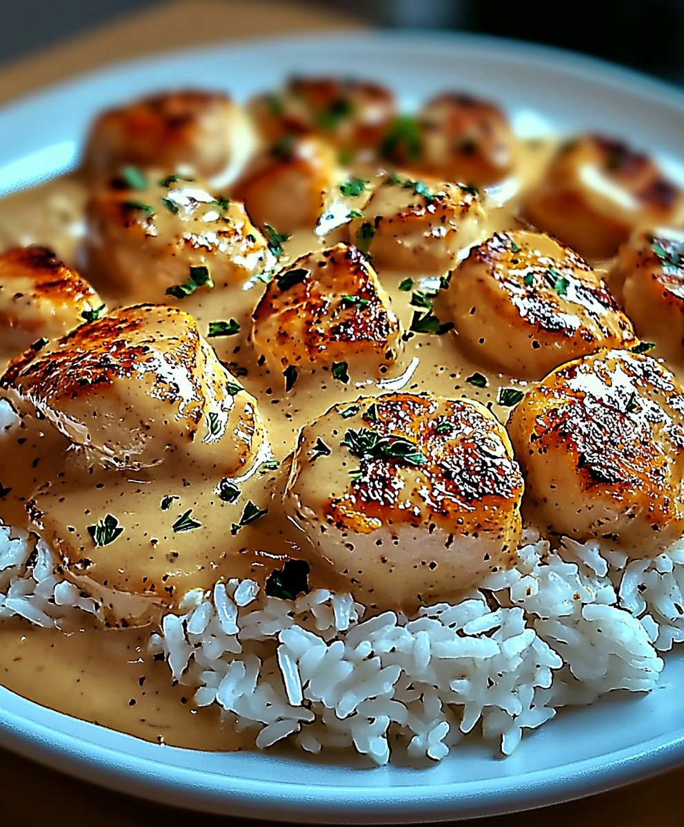 Poulet crémeux riz en sauce