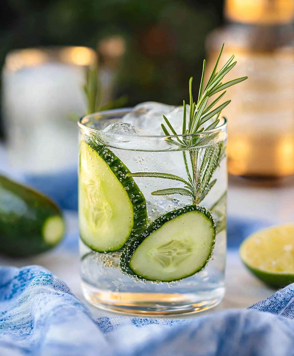 Vodka concombre lime romarin