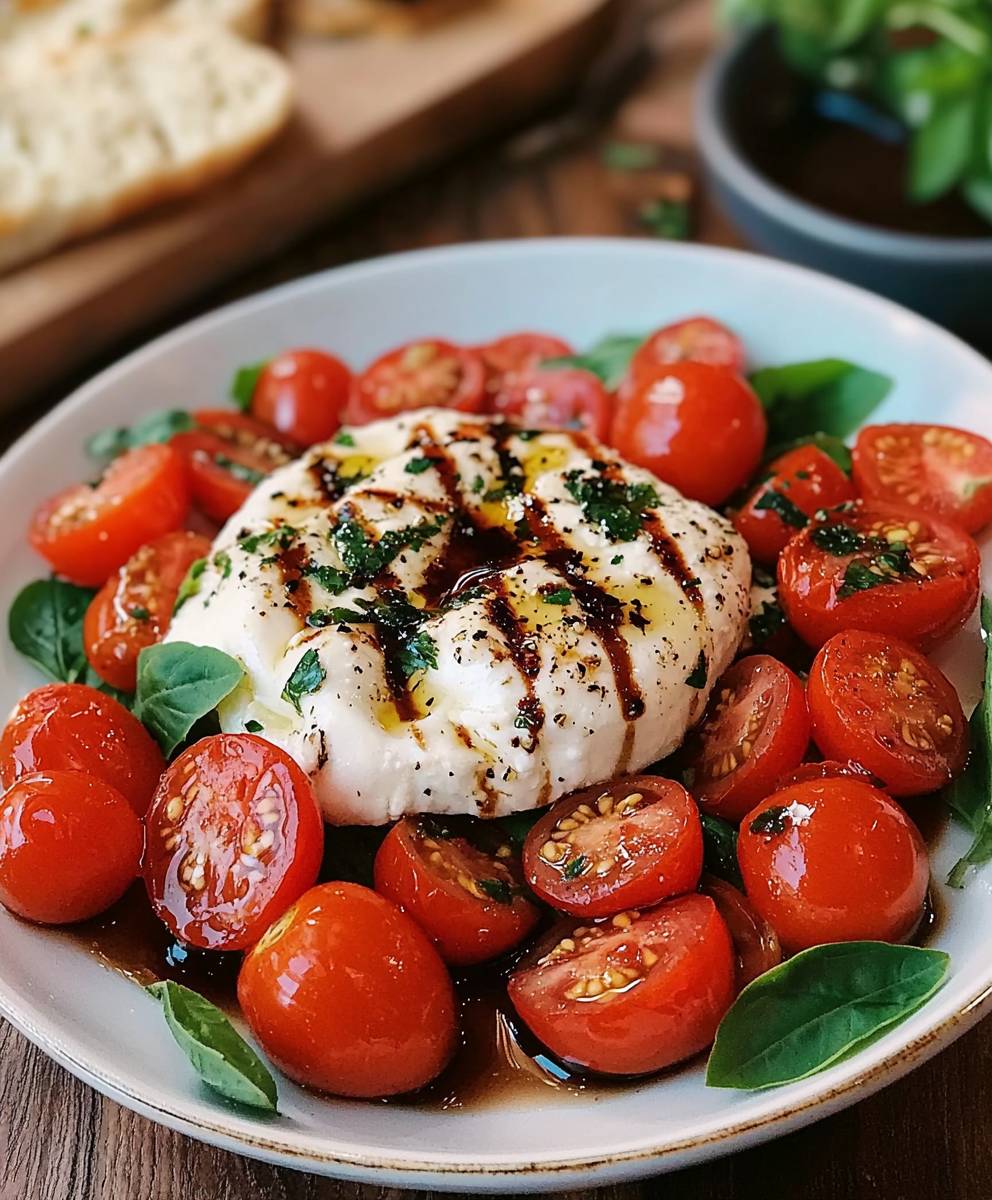 Salade burrata tomates cerises balsamique