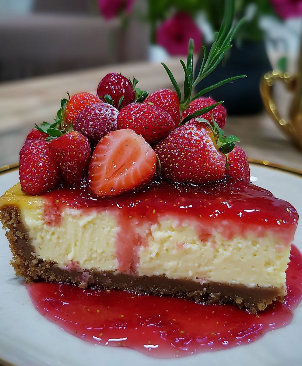 Cheesecake crémeux aux fraises