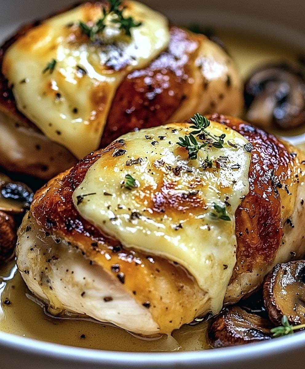 Poulet farci fromage champignons