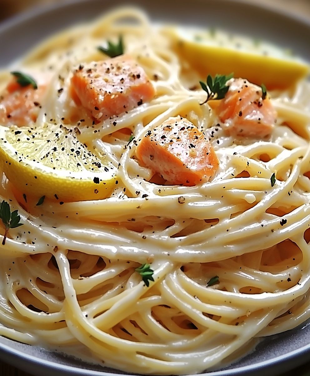 Spaghettis saumon fumé citron crème