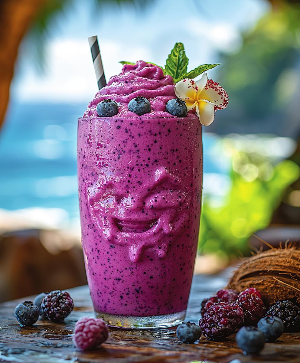 Smoothie noix de coco myrtilles