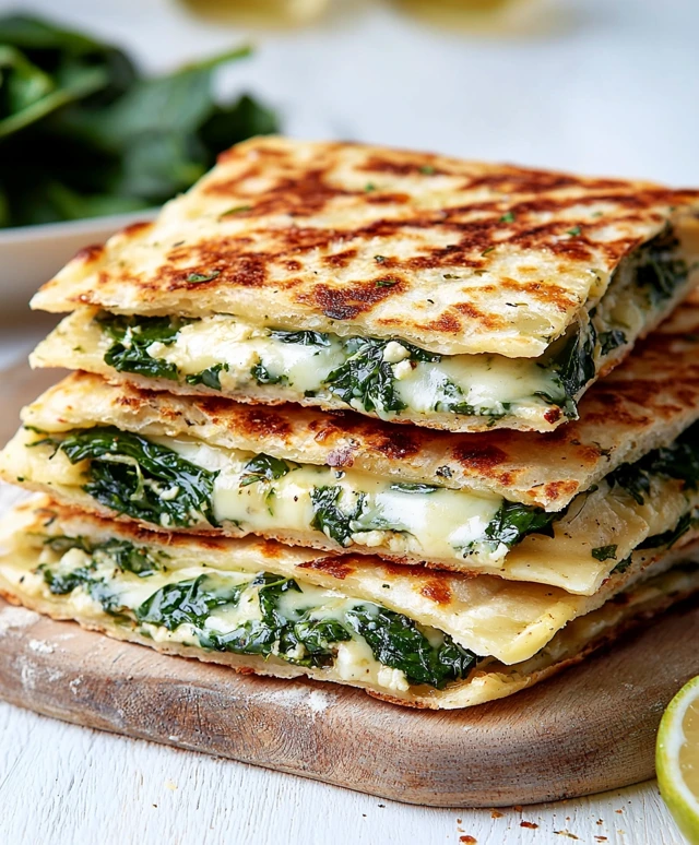 Pains plats épinards trois fromages