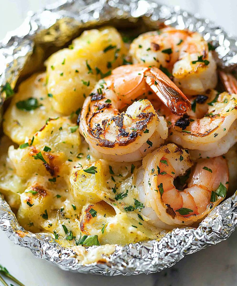 Crevettes crémeuses à l'ail
