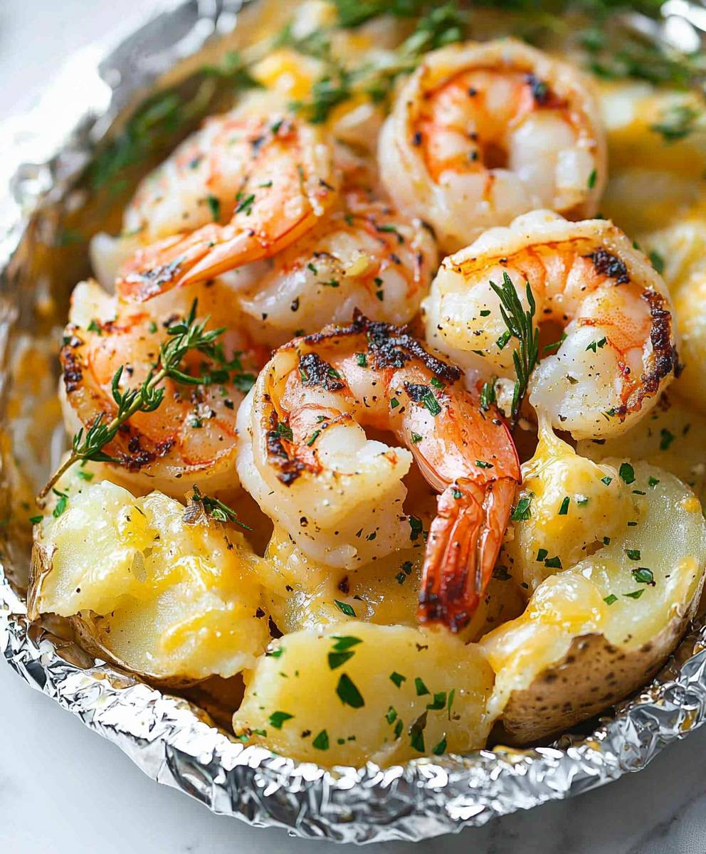 Crevettes crémeuses à l'ail