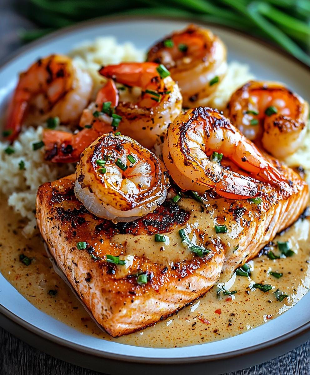 Crevettes saumon cajuns ail crémeux