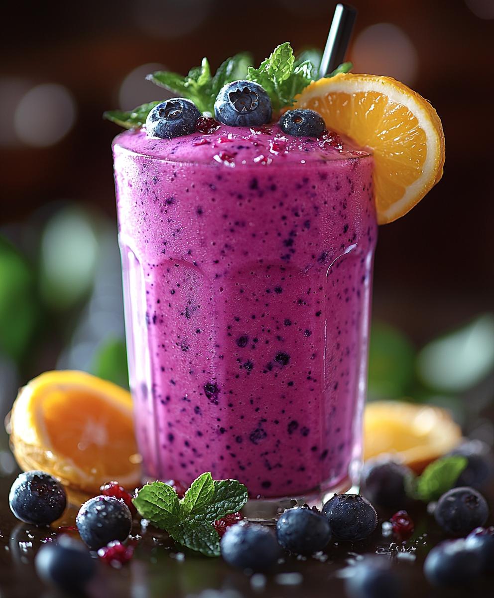 Smoothie noix de coco myrtilles