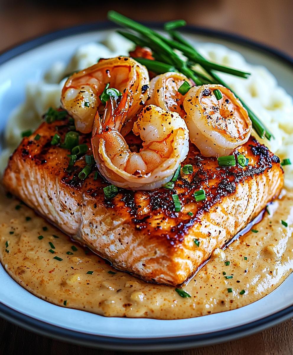 Crevettes saumon cajuns ail crémeux