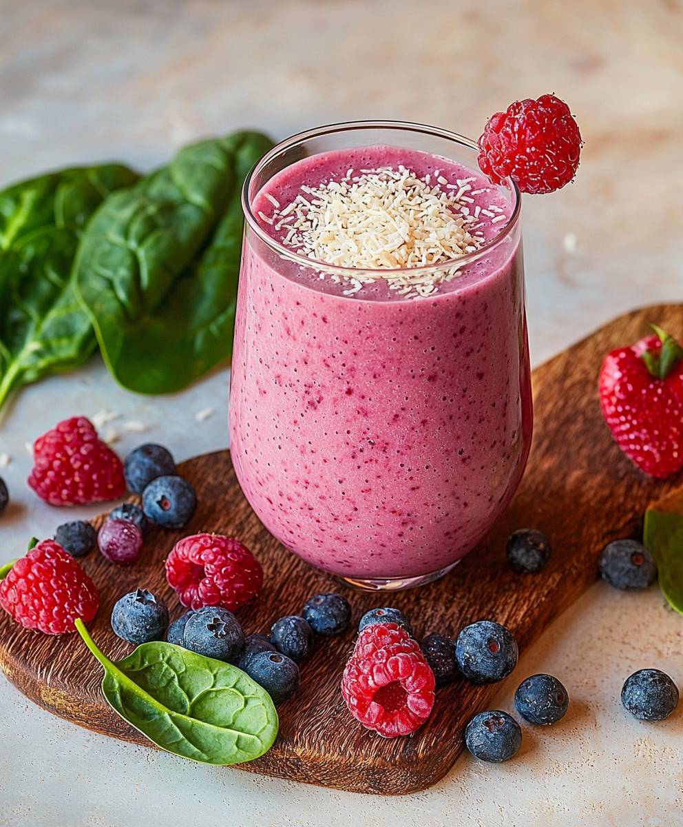 Smoothie aux baies et épinards