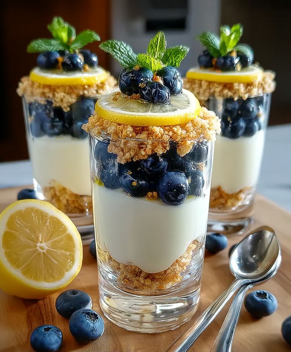 Parfaits yaourt citron bleuets