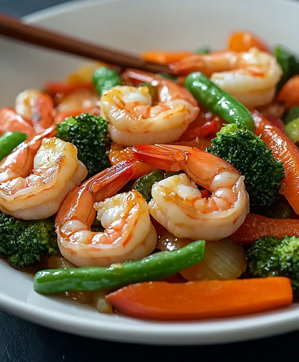 Sauté de crevettes et légumes