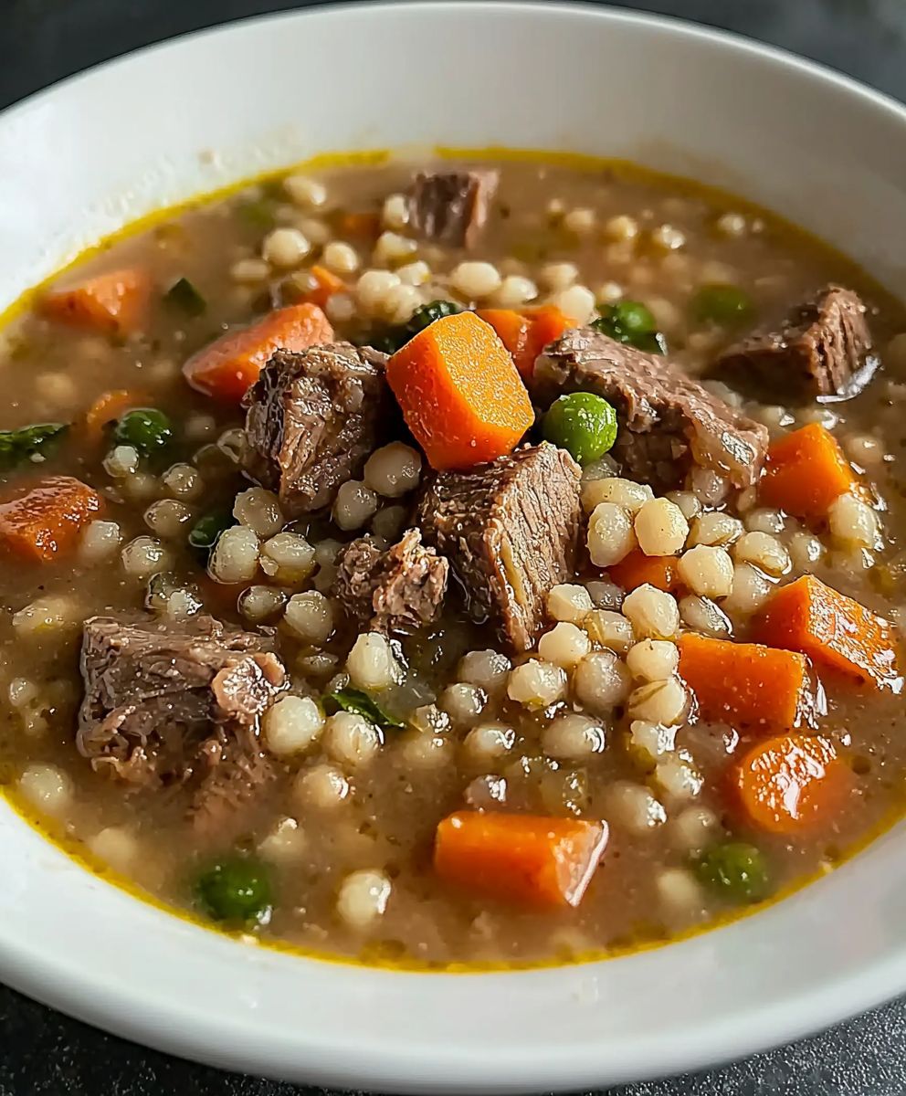 Soupe boeuf orge réconfortante