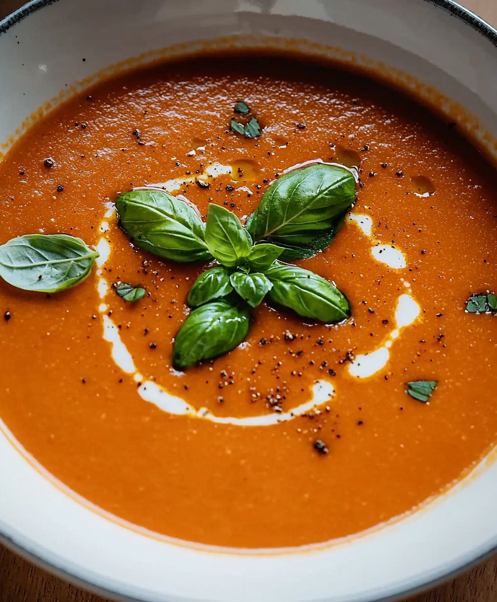 Soupe crémeuse tomates basilic
