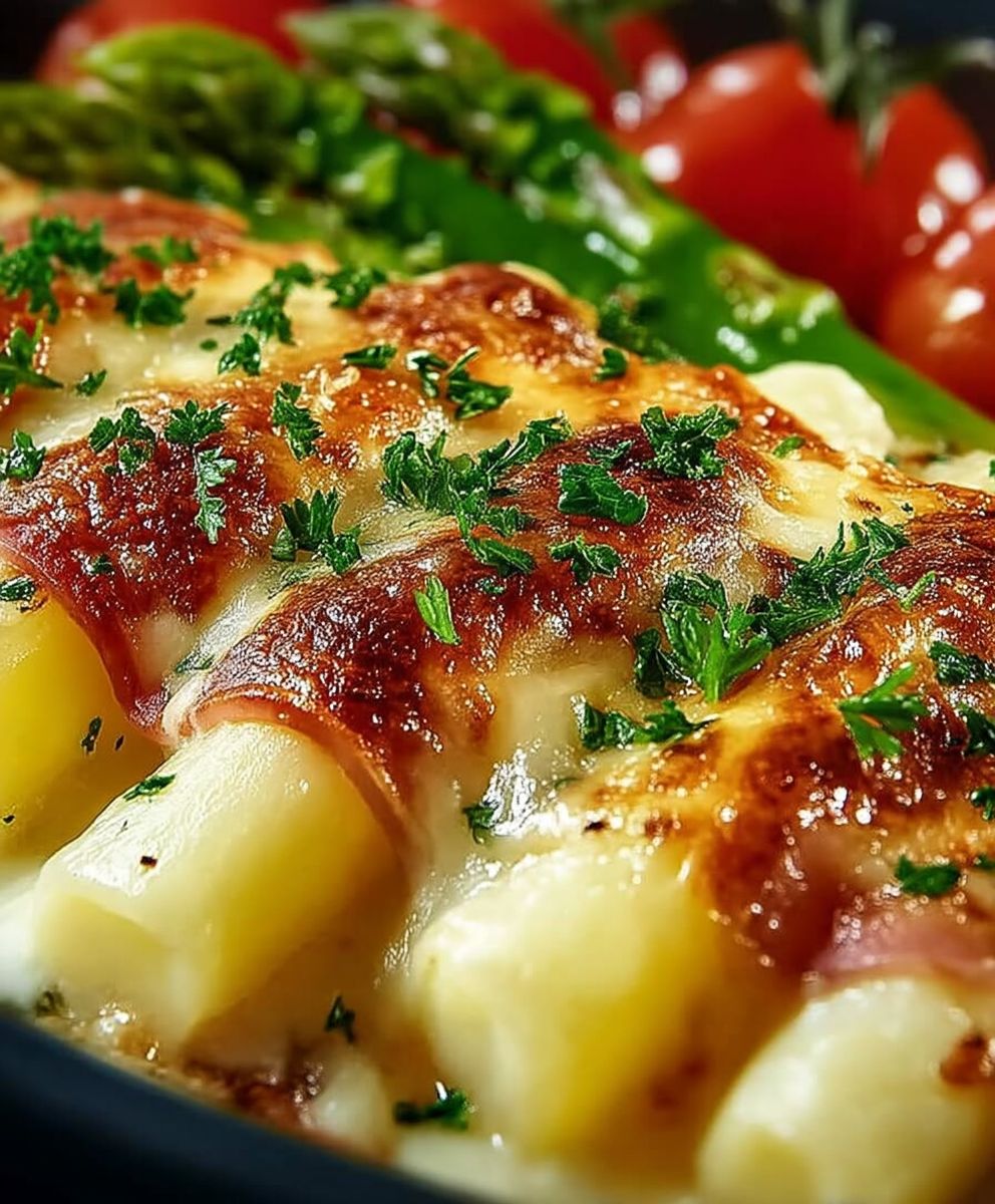 Gratin asperges pommes de terre jambon