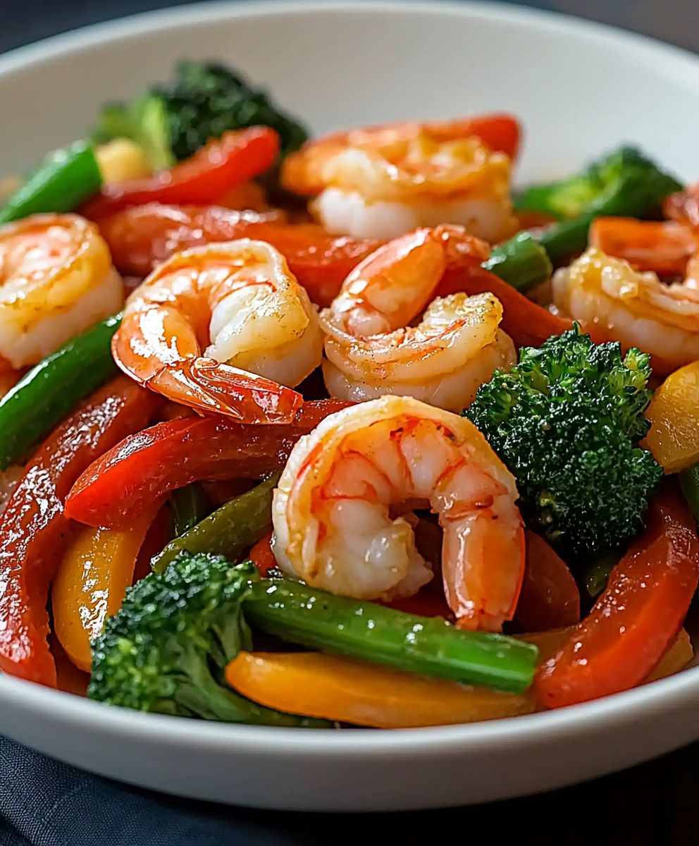 Sauté de crevettes et légumes