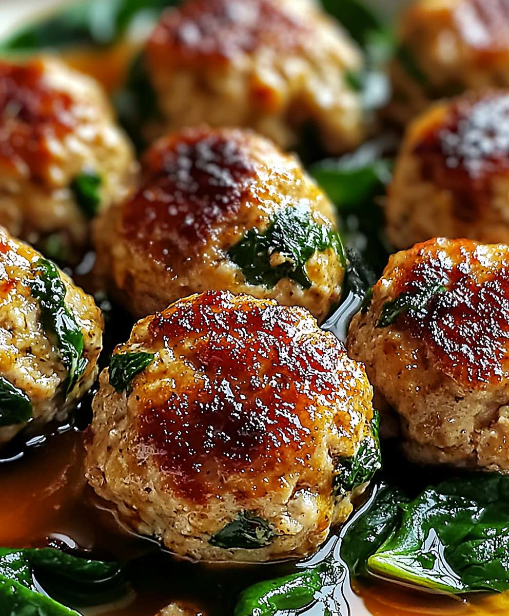 Boulettes poulet ricotta épinards cuites