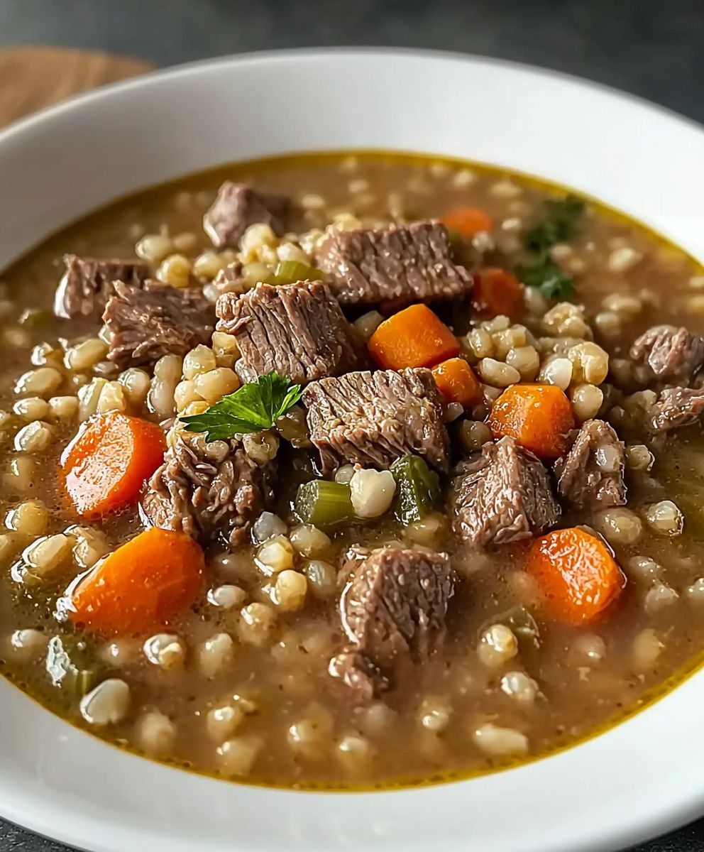Soupe boeuf orge réconfortante