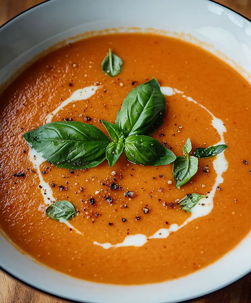 Soupe crémeuse tomates basilic