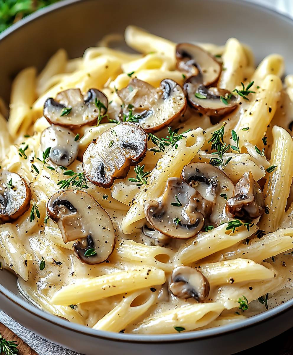 Pâtes champignons ail