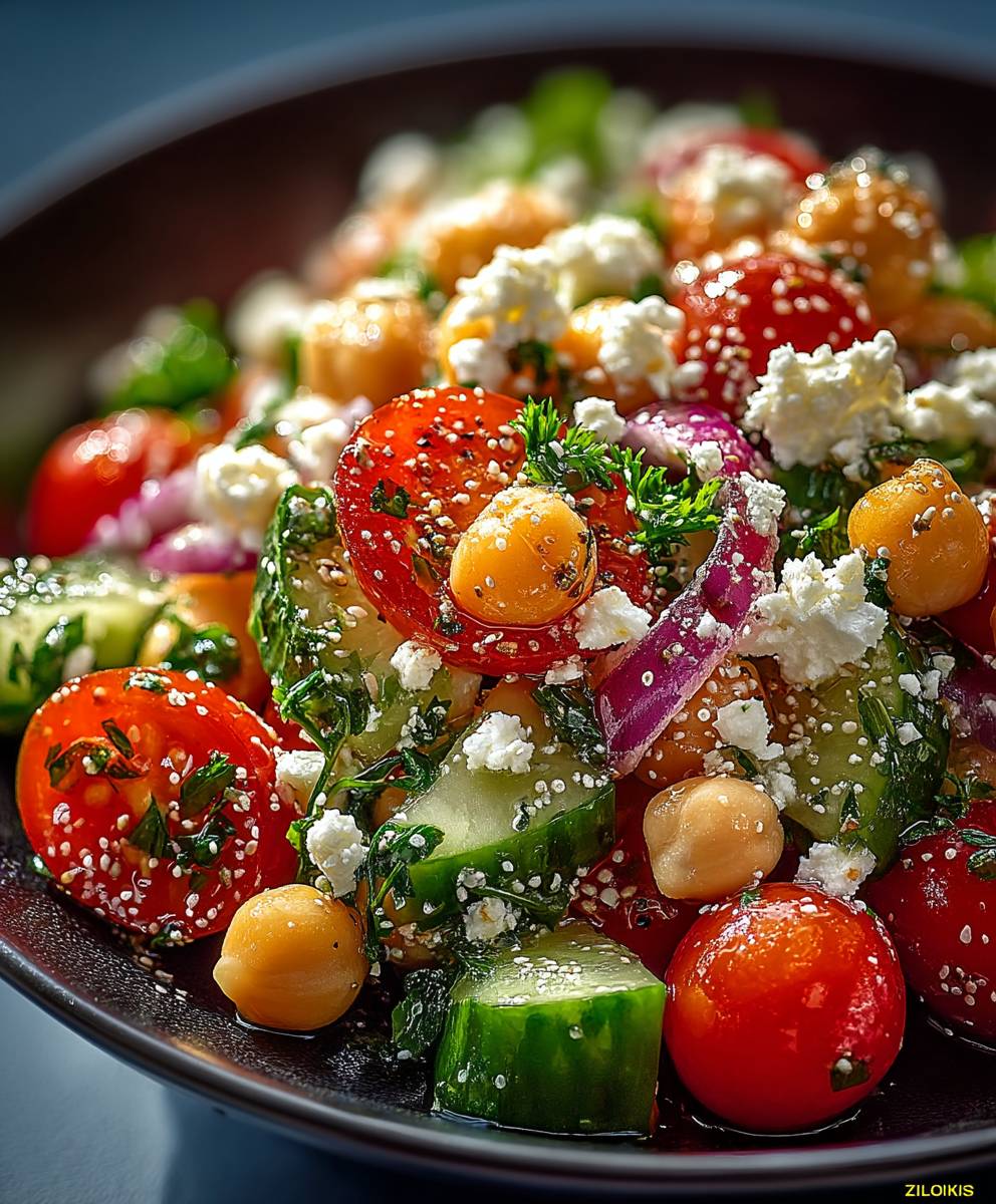 Salade pois chiches façon grecque