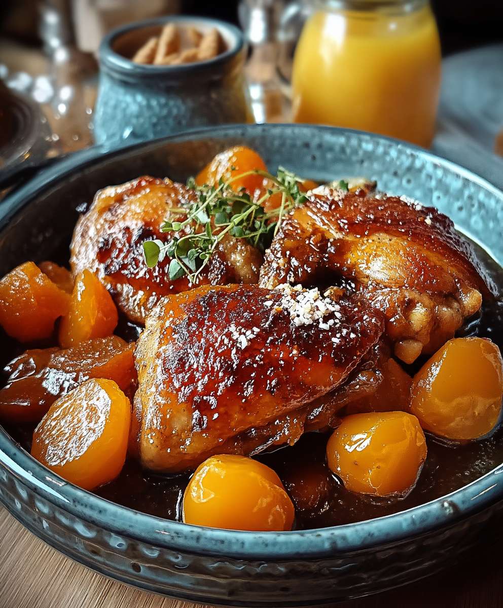 Poulet miel pain épices abricots