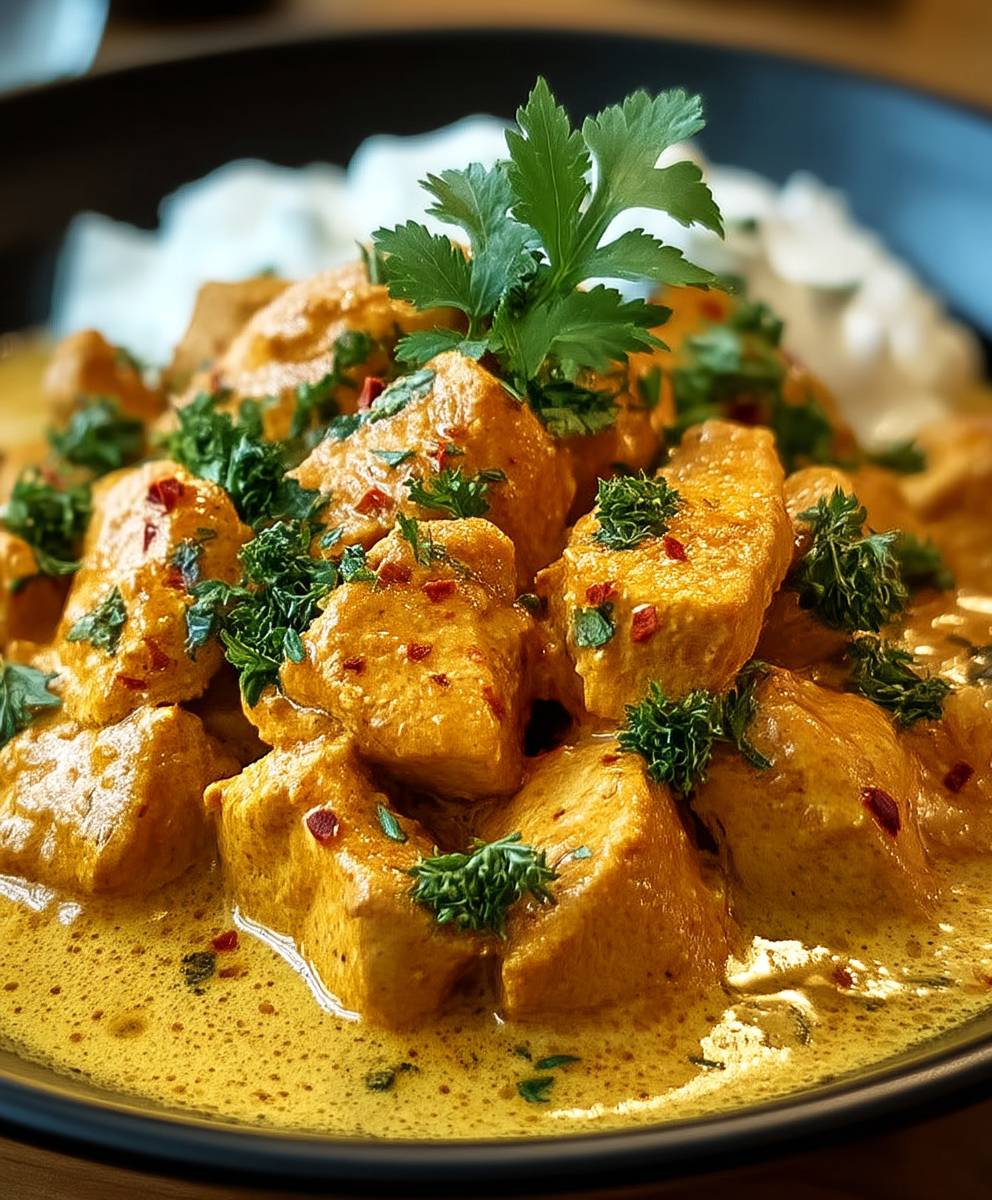 Poulet au curry crème fraîche
