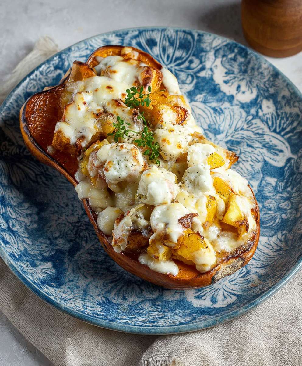 Butternut farci gnocchi Mont d'Or