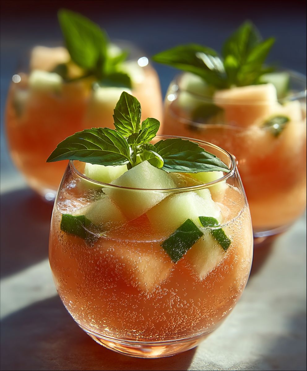 Cocktail rosé melon abricot basilic