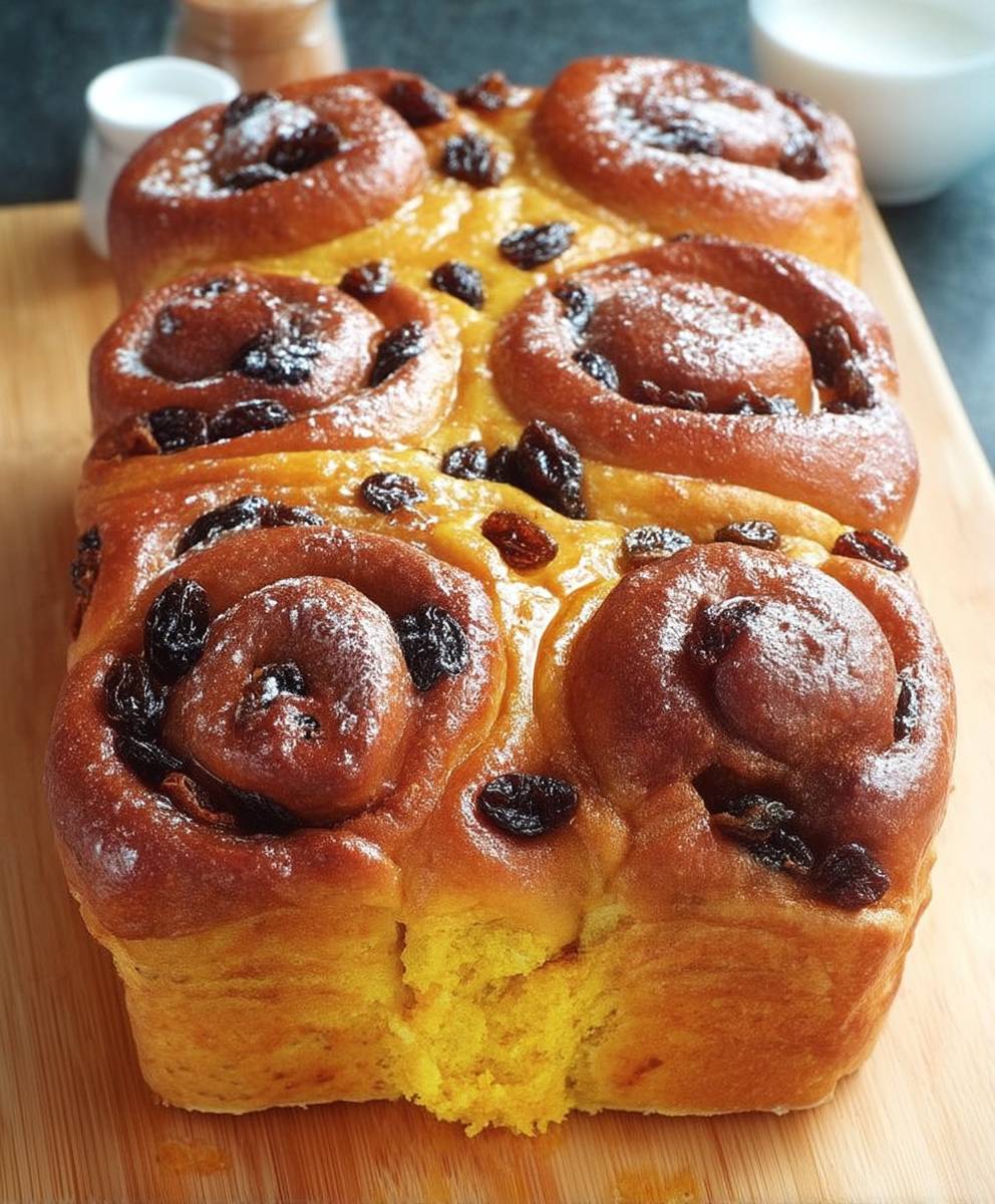 Brioche potiron cannelle raisins secs