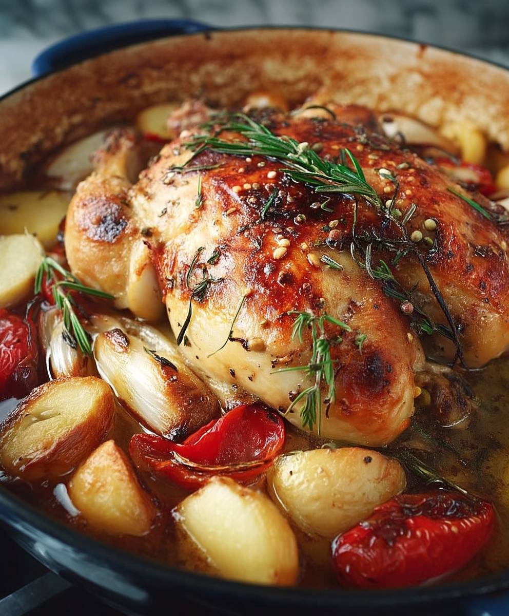 Poulet roti cocotte four