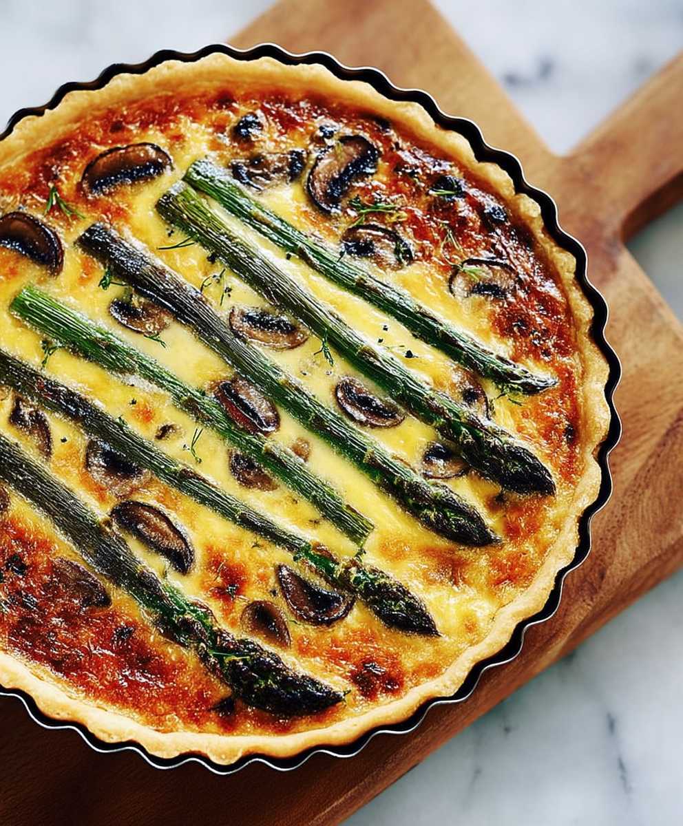 Quiche asperges champignons fromage