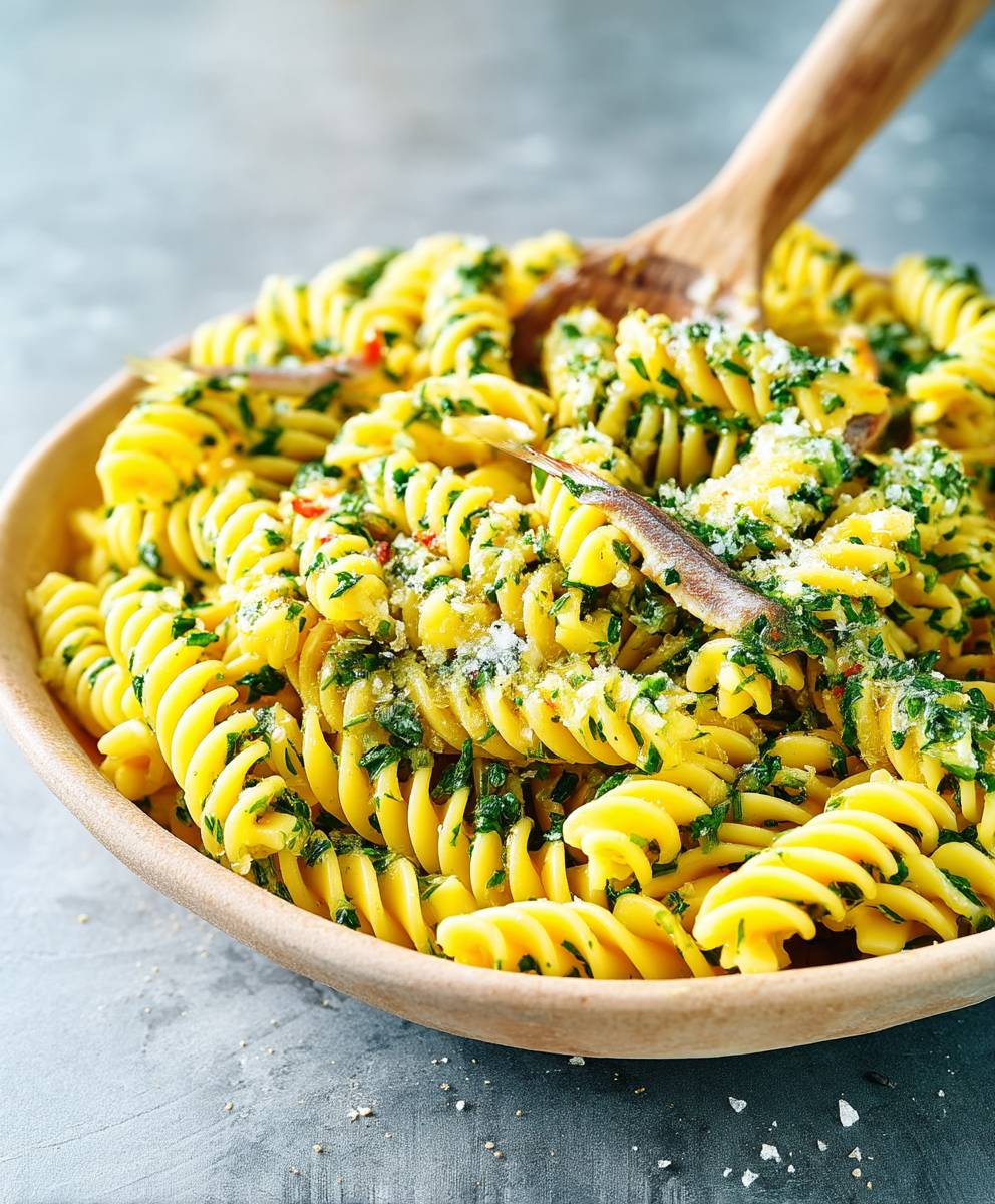 Fusillis ail citron anchois