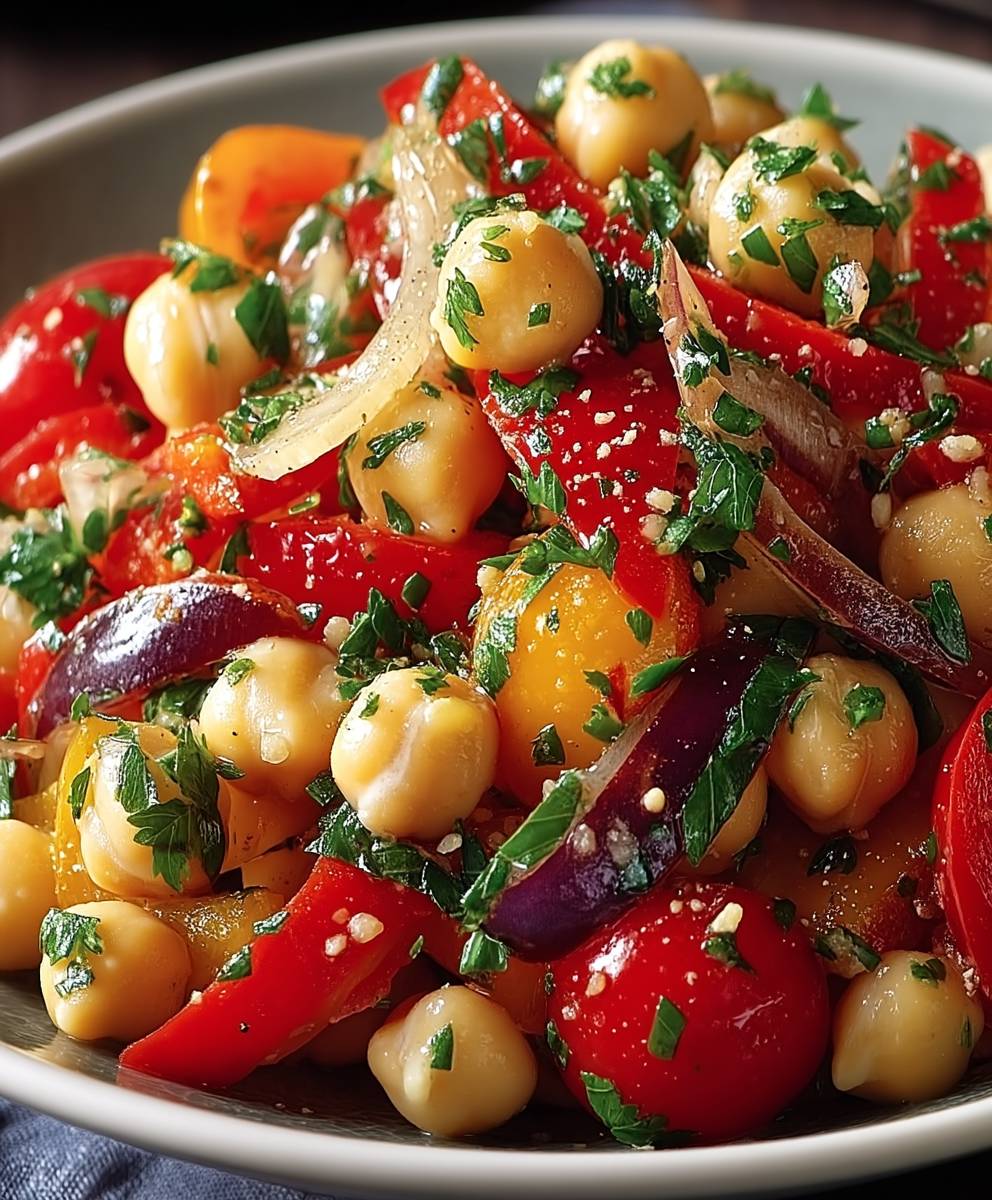 Salade pois chiches et poivrons