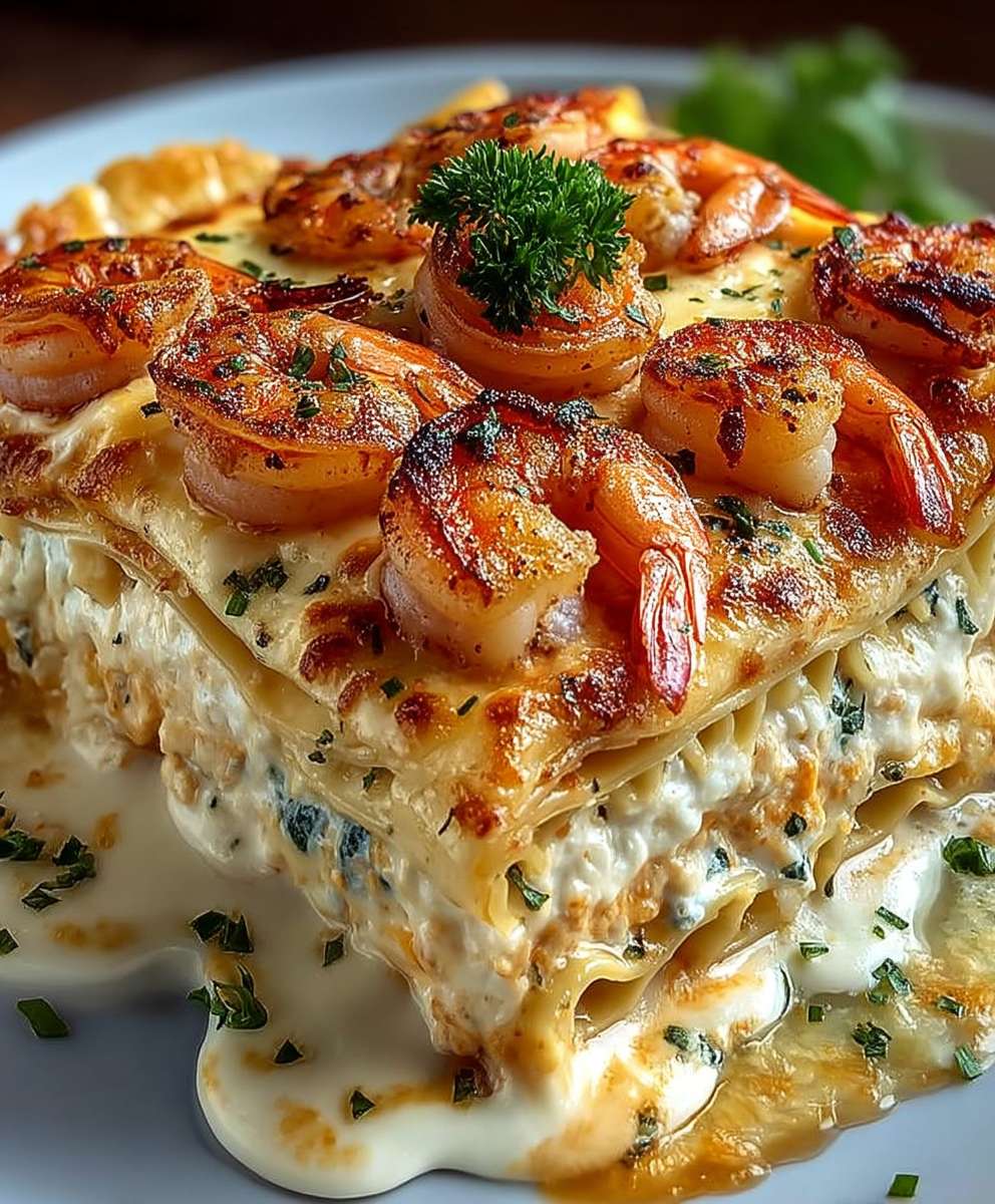 Lasagnes aux crevettes beurre à lail