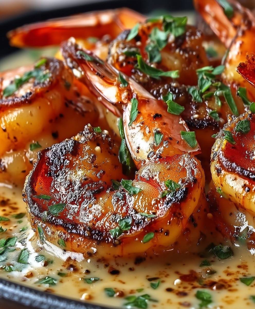 Crevettes grillées sauce crémeuse ail