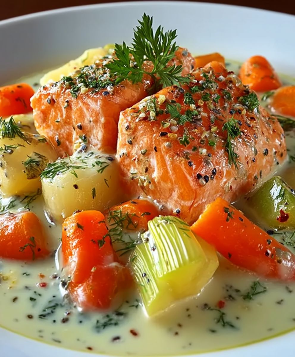 Blanquette saumon poireaux carottes