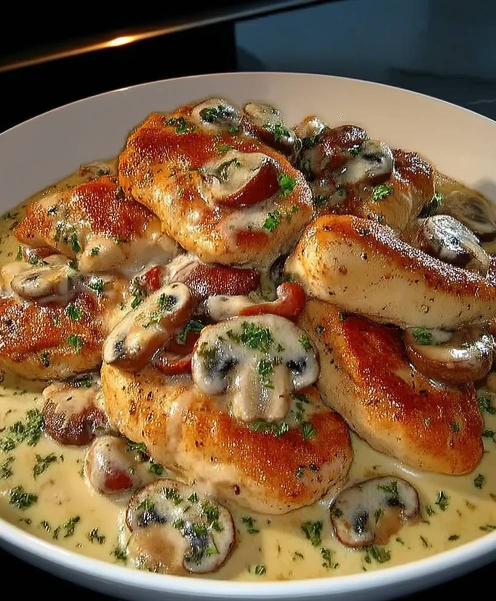 Aiguillettes poulet crémeuses champignons