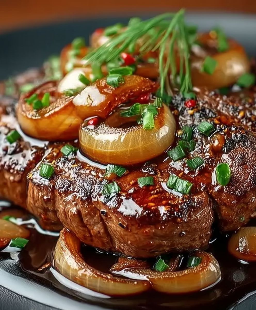 Boeuf caramélisé oignons sauce soja