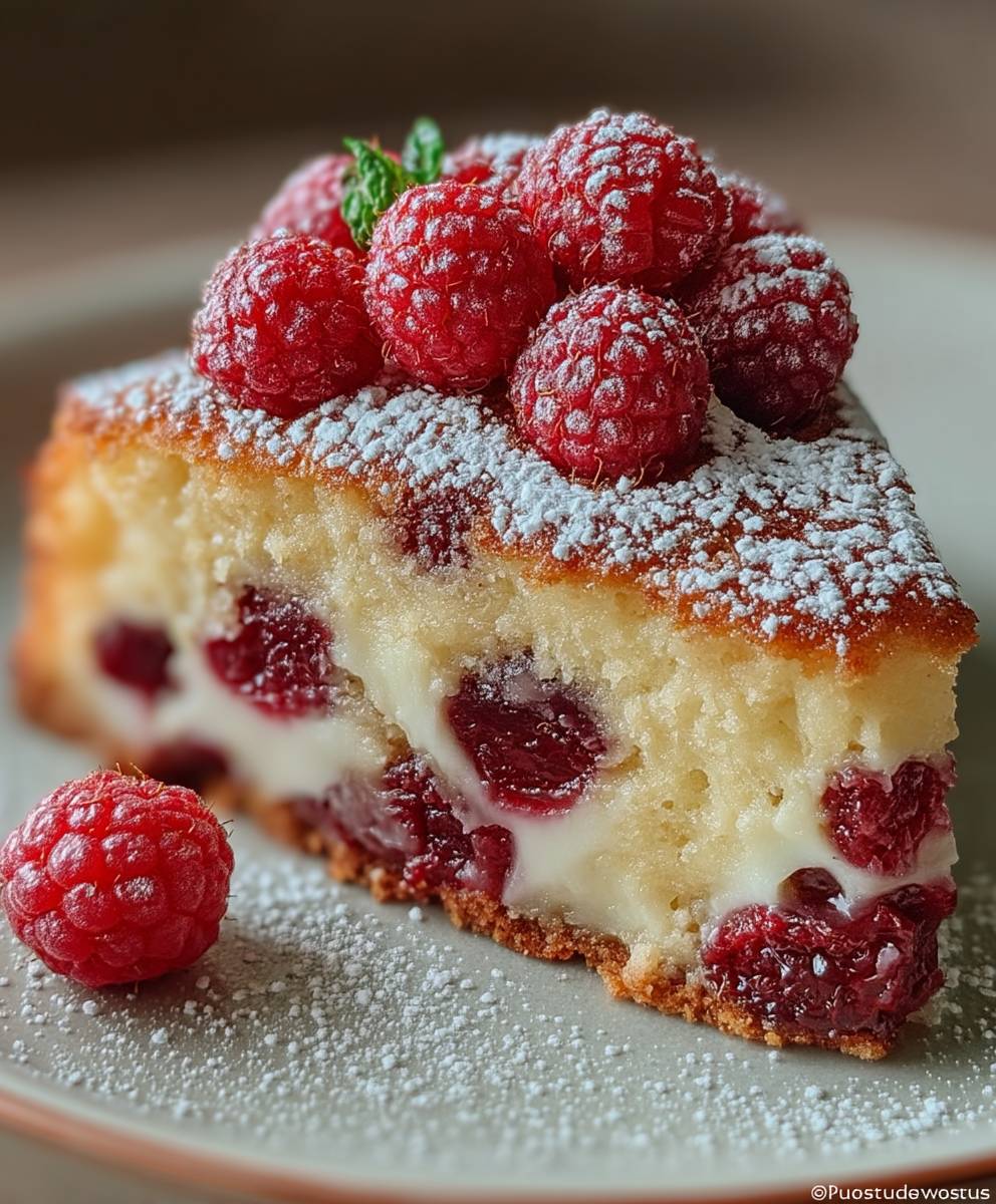 Gateau nuage framboises amandes