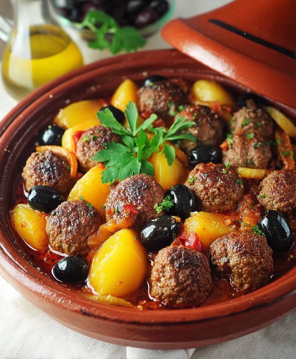 Tajine boulettes de viande pommes terre