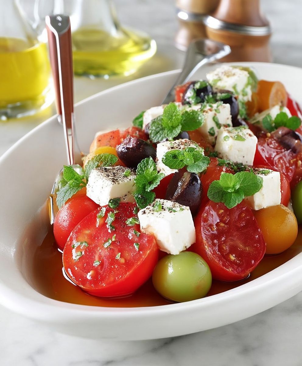 Salade tomates feta olives basilic