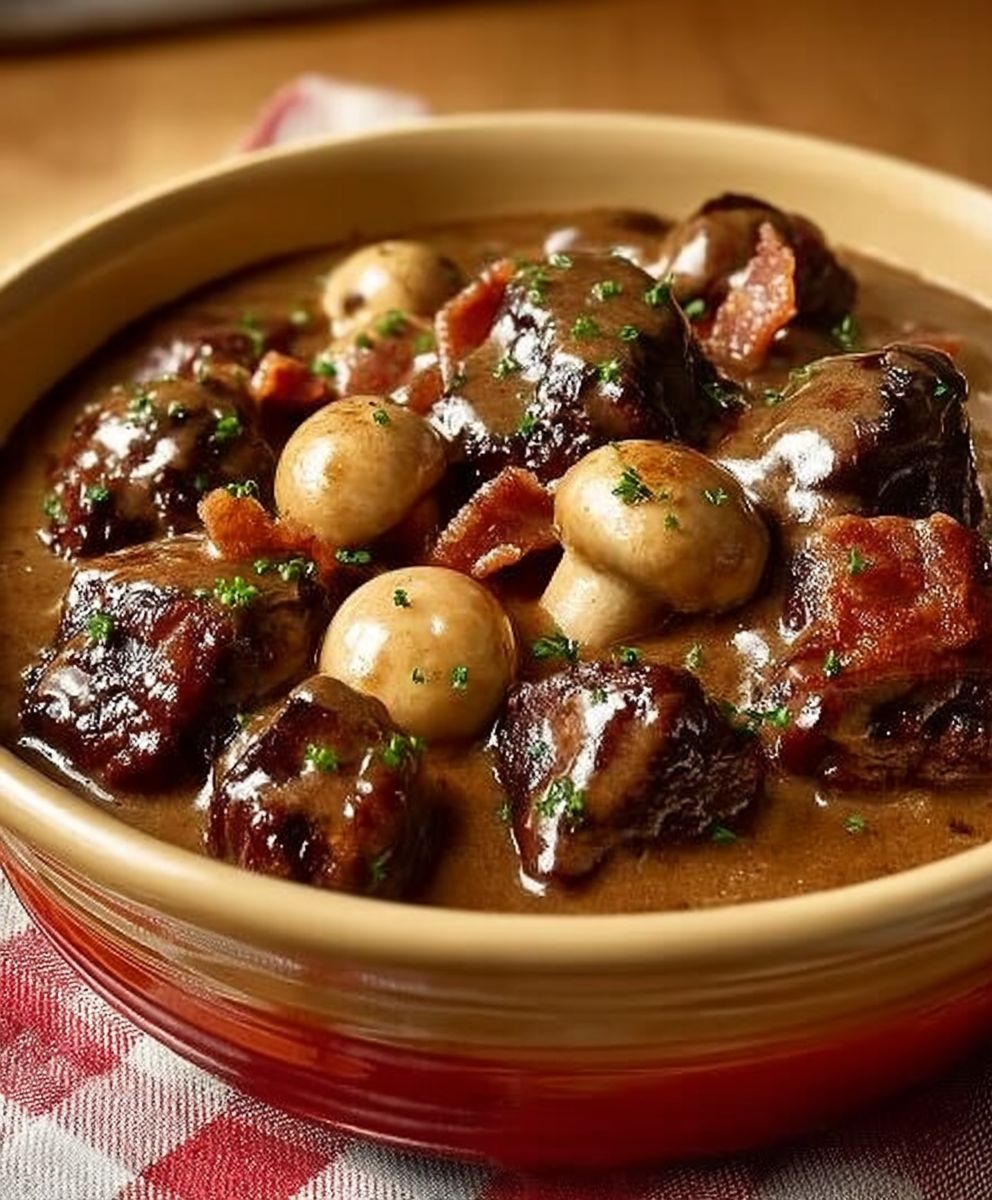 Joue de boeuf mijotée champignons