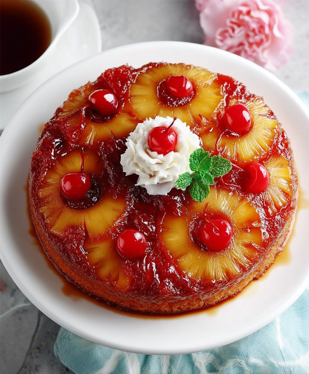 Gateau ananas cerises confites