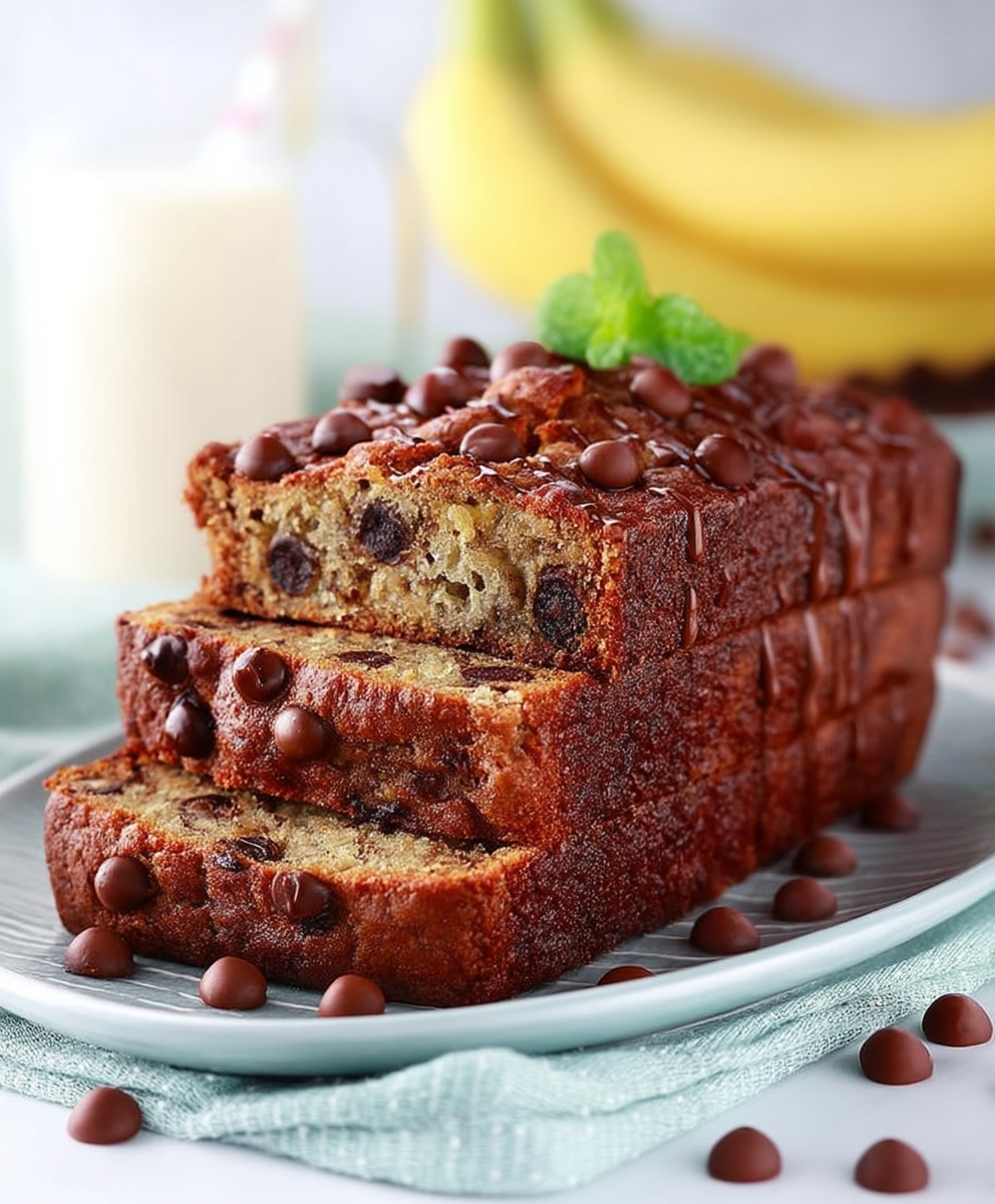 Pain banane pépites chocolat moelleux