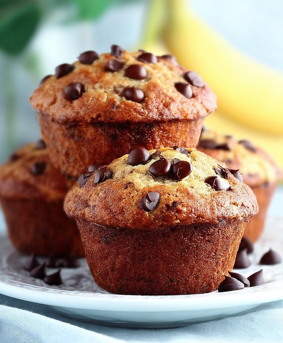 Muffins banane pépites chocolat moelleux