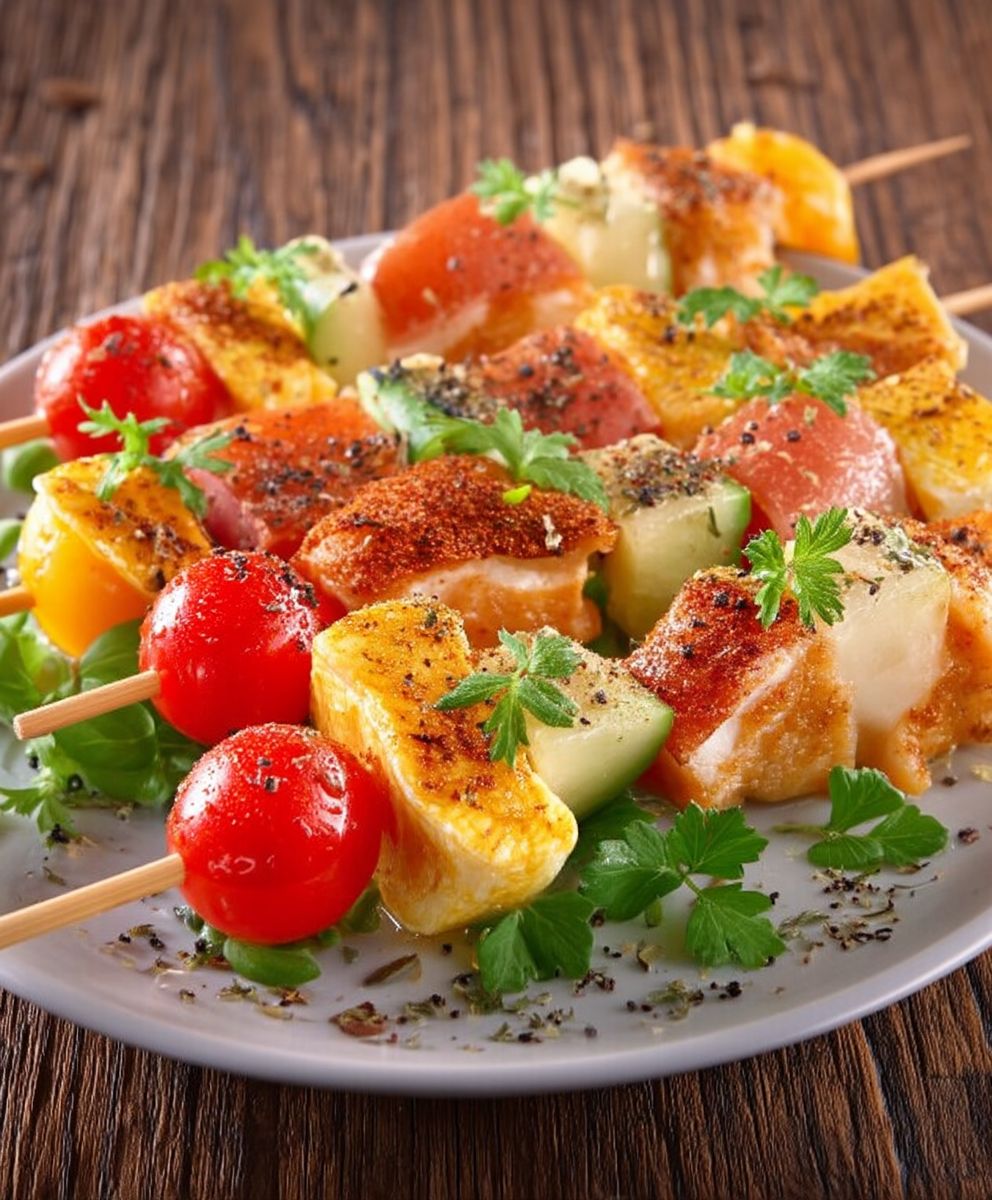 Brochettes poisson curry